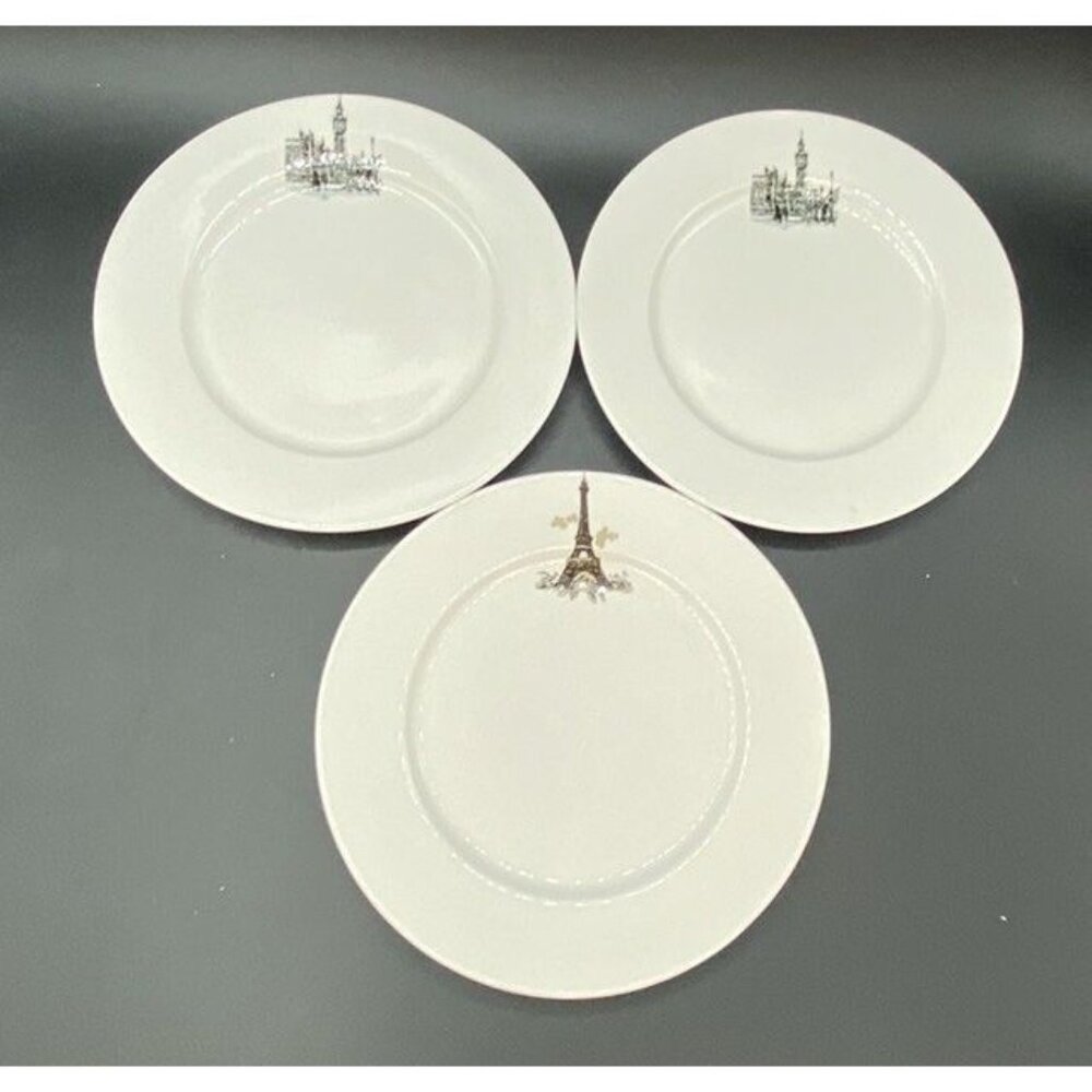 Kaysons Salad Plates 1966 Landmark Scenes 7 1/2” Eiffel & Big Ben LOT 3